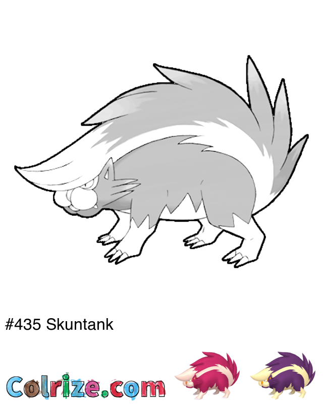 Pokemon Skuntank coloring page + Shiny Skuntank coloring page