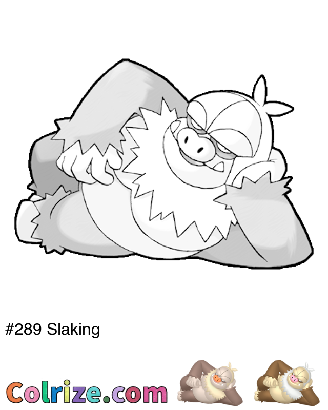 Pokemon Slaking coloring page + Shiny Slaking coloring page