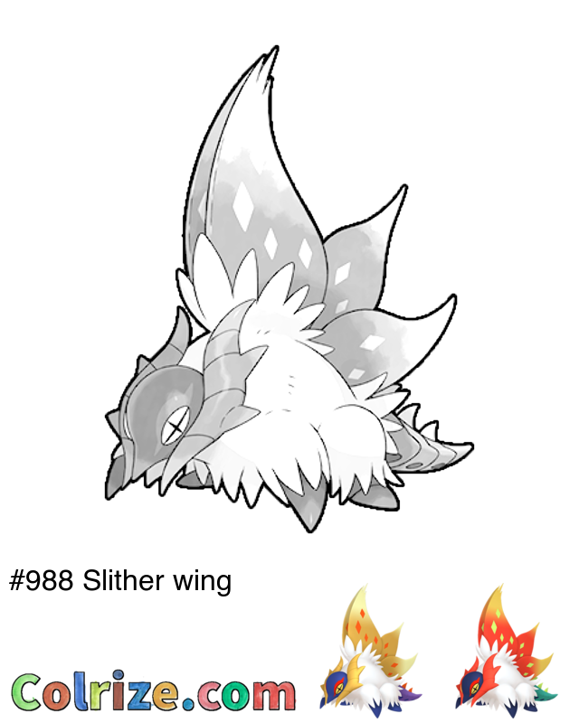 Pokemon Slither wing coloring page + Shiny Slither wing coloring page