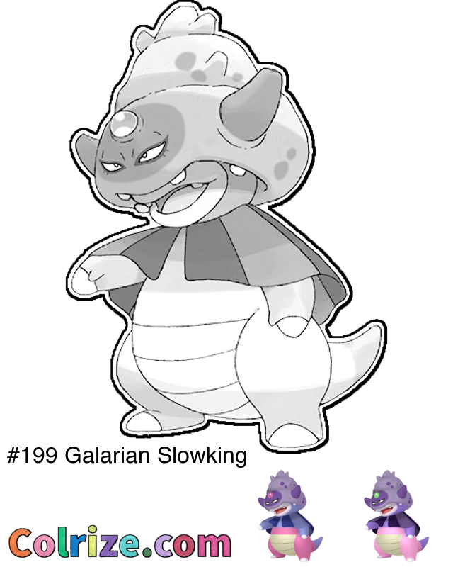 Pokemon Galarian Slowking coloring page + Shiny Galarian Slowking coloring page