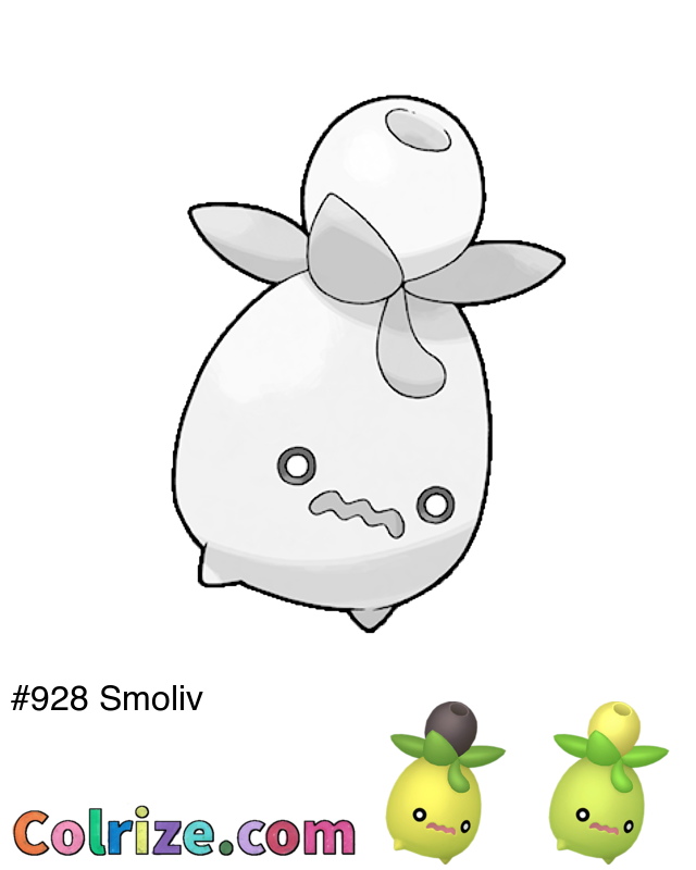 Pokemon Smoliv coloring page + Shiny Smoliv coloring page
