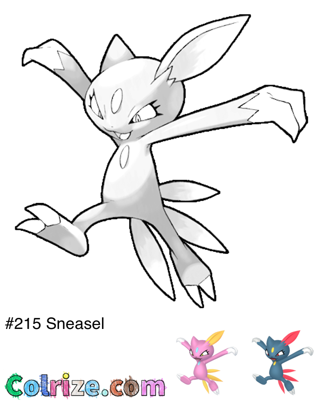 Pokemon Sneasel coloring page + Shiny Sneasel coloring page