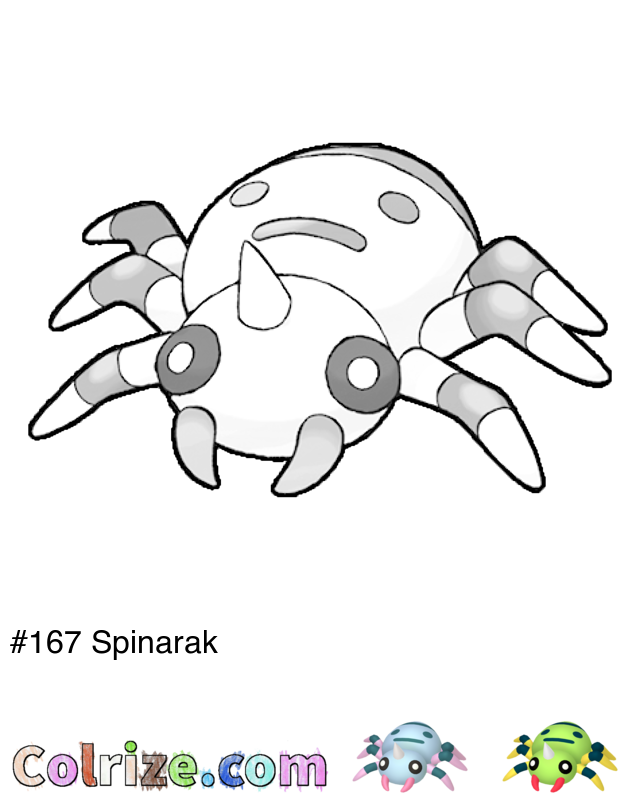 Pokemon Spinarak coloring page + Shiny Spinarak coloring page