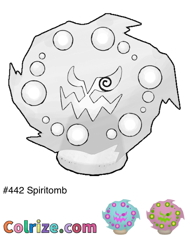 Pokemon Spiritomb coloring page + Shiny Spiritomb coloring page