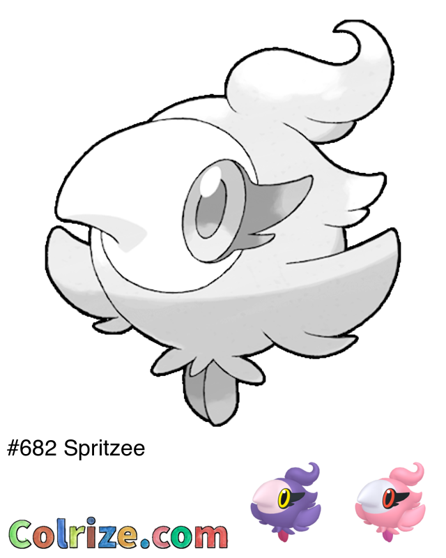 Pokemon Spritzee coloring page + Shiny Spritzee coloring page
