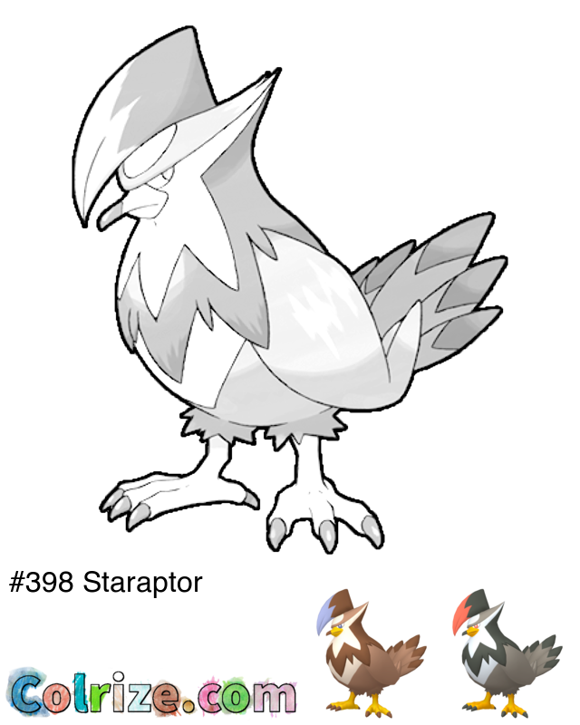 Pokemon Staraptor coloring page + Shiny Staraptor coloring page