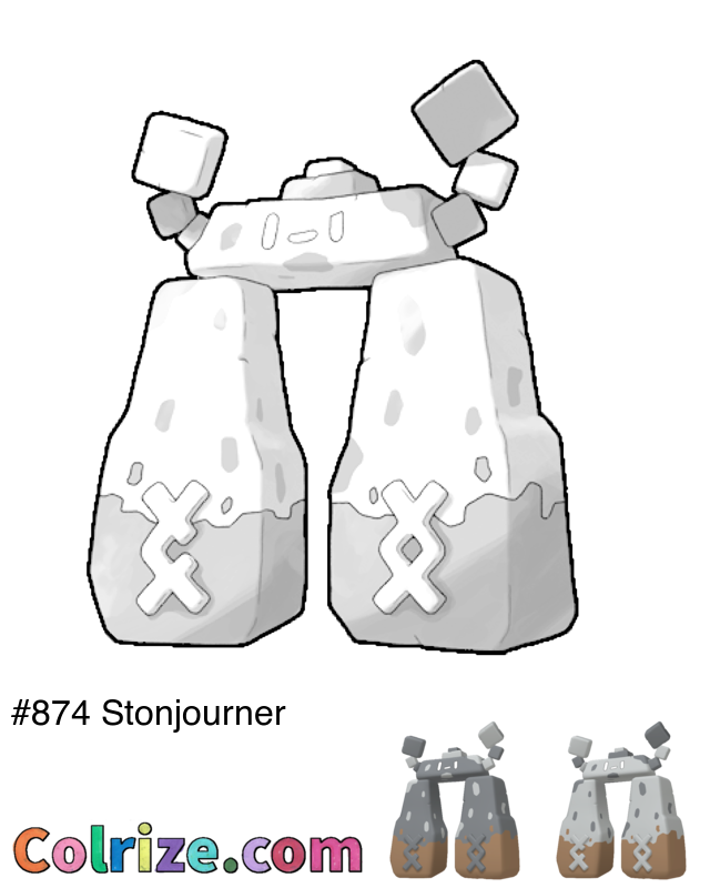 Pokemon Stonjourner coloring page + Shiny Stonjourner coloring page