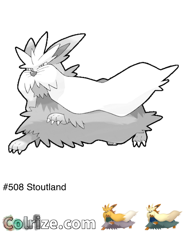 Pokemon Stoutland coloring page + Shiny Stoutland coloring page