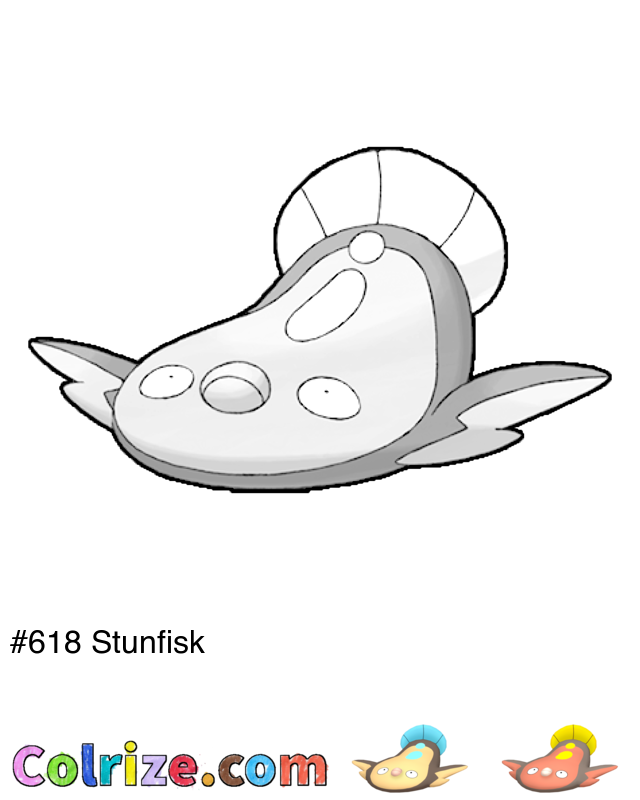 Pokemon Stunfisk coloring page + Shiny Stunfisk coloring page