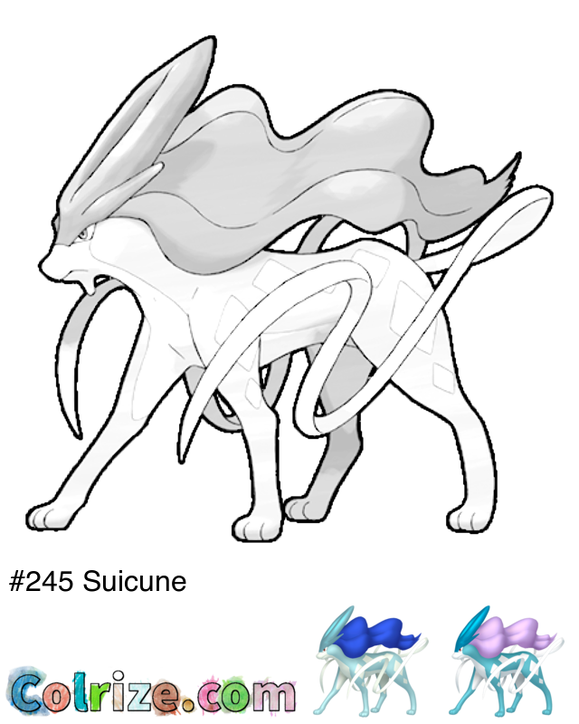 Pokemon Suicune coloring page + Shiny Suicune coloring page