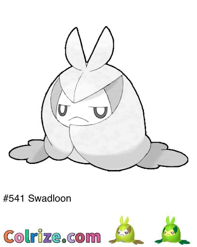 Pokemon Swadloon coloring page + Shiny Swadloon coloring page