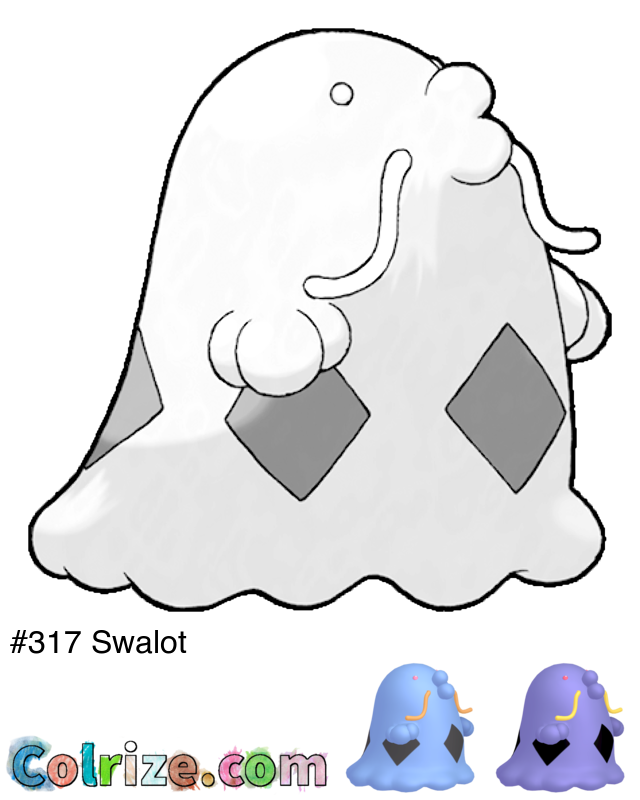 Pokemon Swalot coloring page + Shiny Swalot coloring page