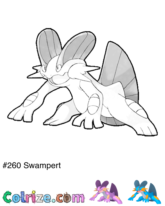 Pokemon Swampert coloring page + Shiny Swampert coloring page