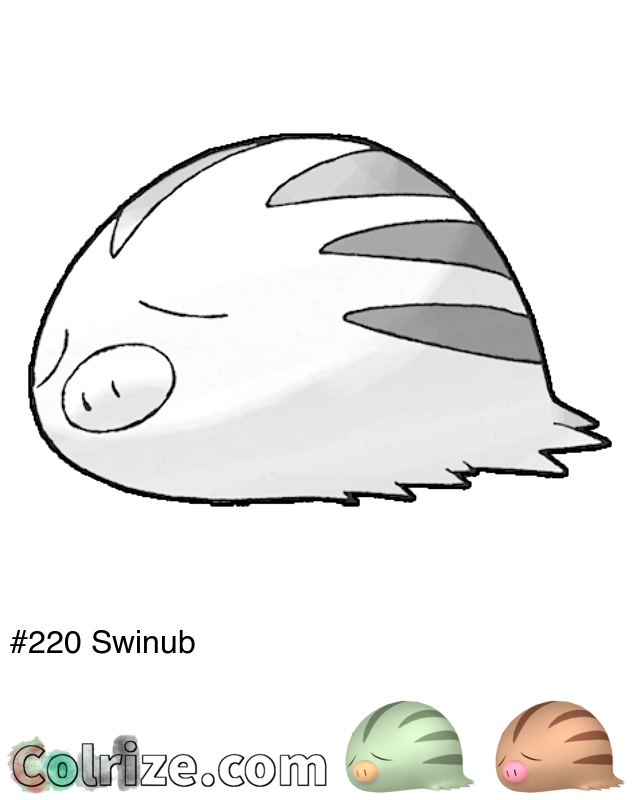 Pokemon Swinub coloring page + Shiny Swinub coloring page