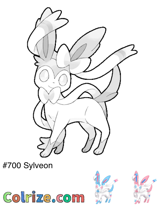 Pokemon Sylveon coloring page + Shiny Sylveon coloring page