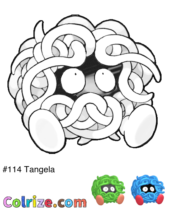 Pokemon Tangela coloring page + Shiny Tangela coloring page
