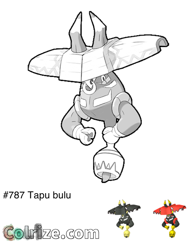 Pokemon Tapu bulu coloring page + Shiny Tapu bulu coloring page