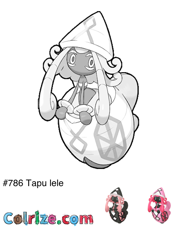 Pokemon Tapu lele coloring page + Shiny Tapu lele coloring page