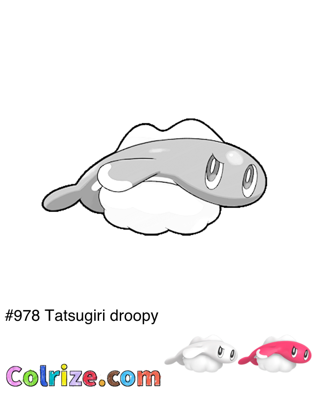 Pokemon Tatsugiri droopy coloring page + Shiny Tatsugiri droopy coloring page