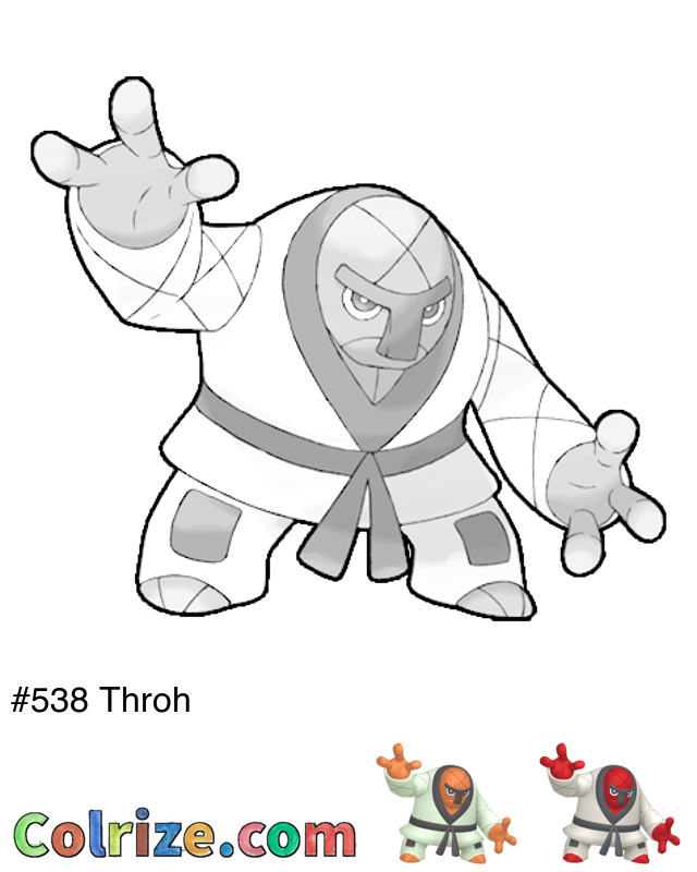 Pokemon Throh coloring page + Shiny Throh coloring page