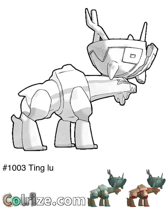 Pokemon Ting lu coloring page + Shiny Ting lu coloring page