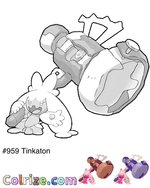 Pokemon Tinkaton coloring page + Shiny Tinkaton coloring page