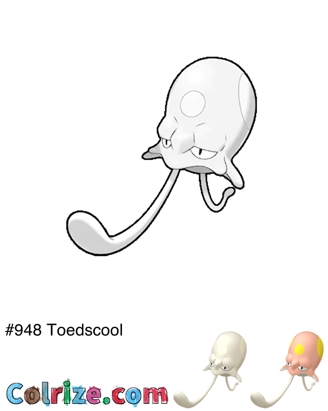 Pokemon Toedscool coloring page + Shiny Toedscool coloring page