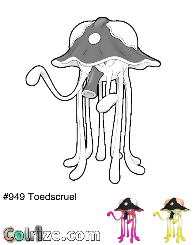 Pokemon Toedscruel coloring page + Shiny Toedscruel coloring page