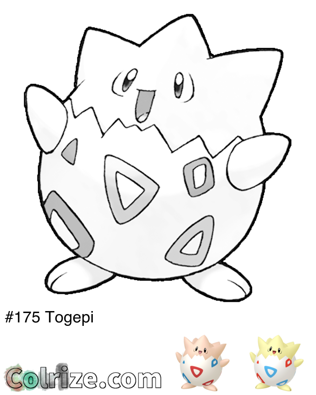 Pokemon Togepi coloring page + Shiny Togepi coloring page