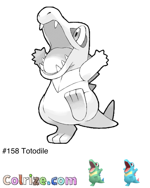 Pokemon Totodile coloring page + Shiny Totodile coloring page