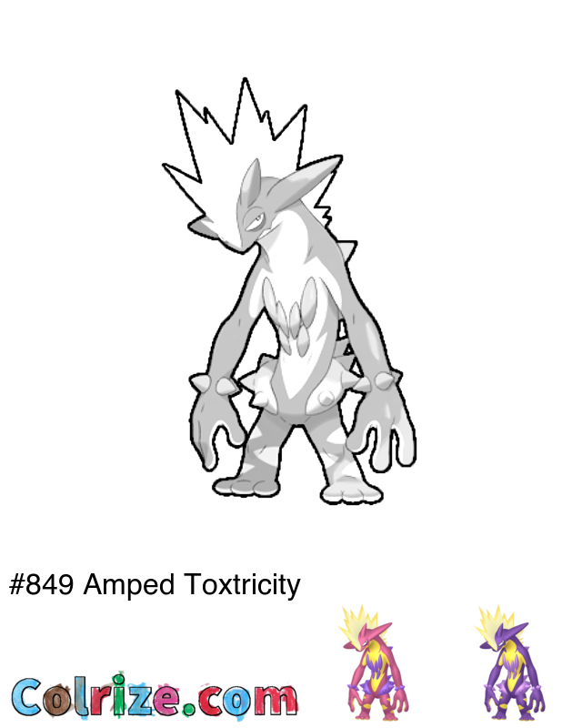Pokemon Amped Toxtricity coloring page + Shiny Amped Toxtricity coloring page