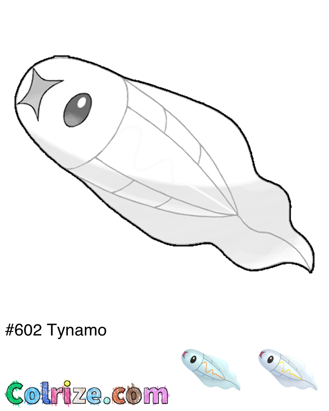 Pokemon Tynamo coloring page + Shiny Tynamo coloring page
