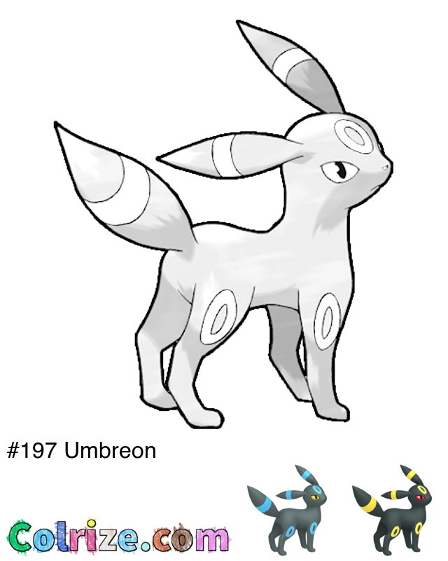 Pokemon Umbreon coloring page + Shiny Umbreon coloring page