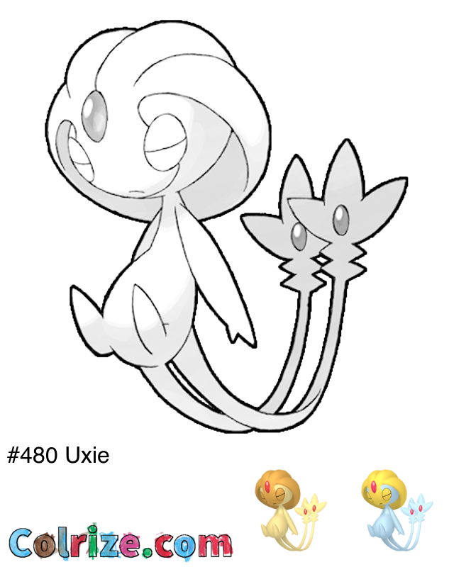Pokemon Uxie coloring page + Shiny Uxie coloring page