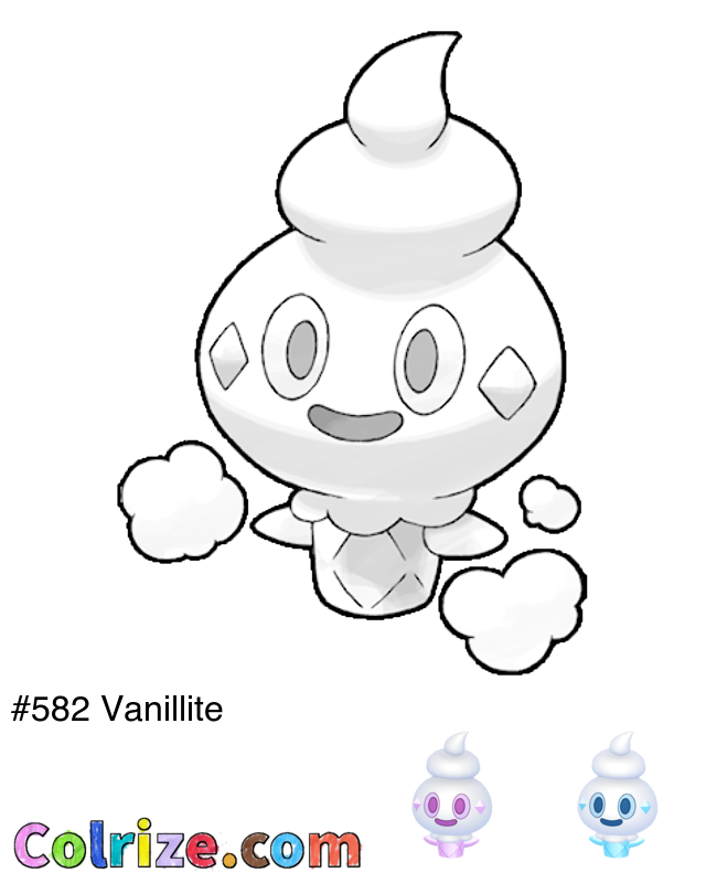 Pokemon Vanillite coloring page + Shiny Vanillite coloring page