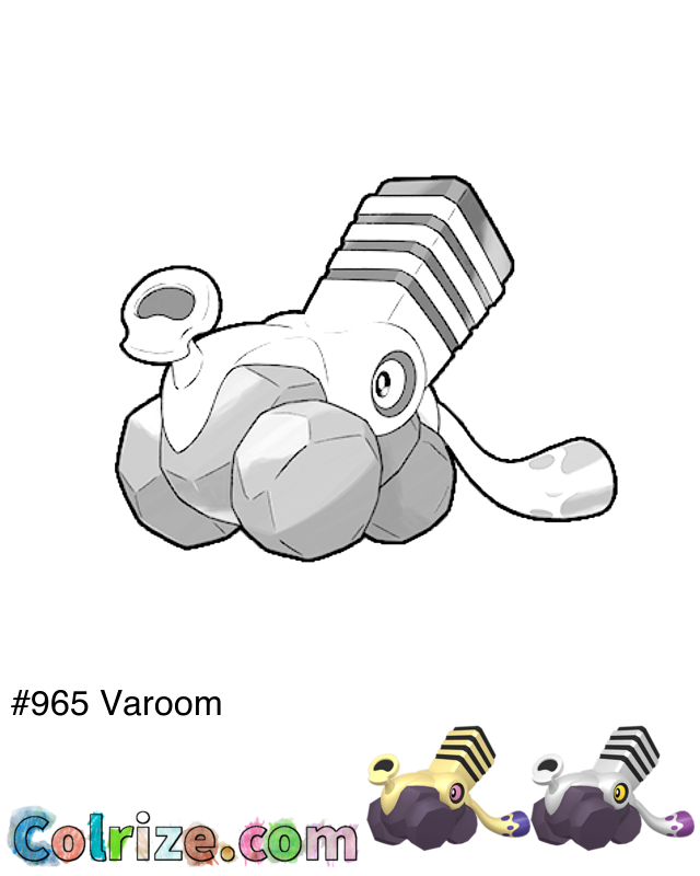 Pokemon Varoom coloring page + Shiny Varoom coloring page