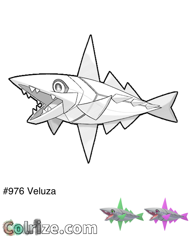Pokemon Veluza coloring page + Shiny Veluza coloring page