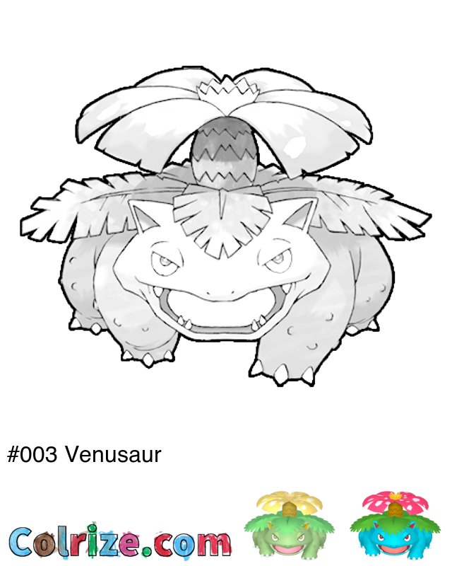 Pokemon Venusaur coloring page + Shiny Venusaur coloring page