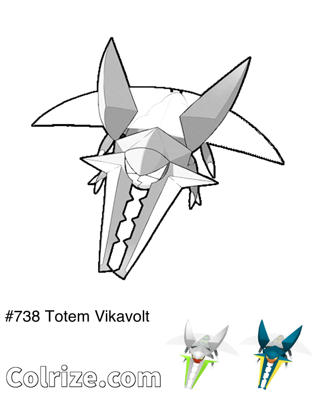 Pokemon Totem Vikavolt coloring page + Shiny Totem Vikavolt coloring page