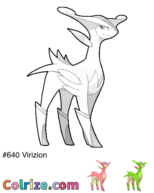 Pokemon Virizion coloring page + Shiny Virizion coloring page