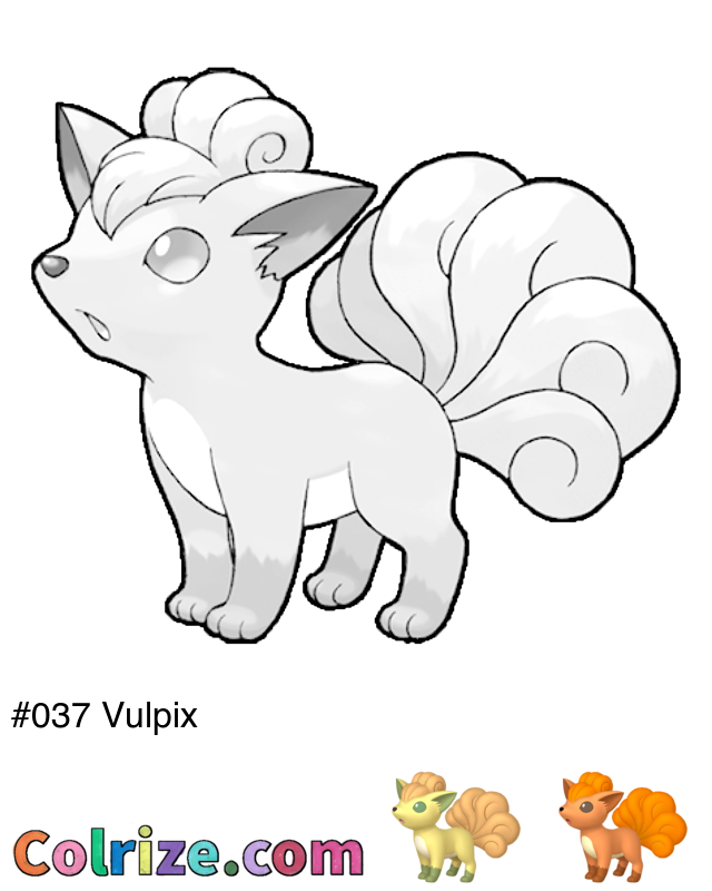 Pokemon Vulpix coloring page + Shiny Vulpix coloring page