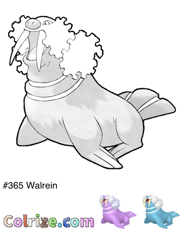 Pokemon Walrein coloring page + Shiny Walrein coloring page