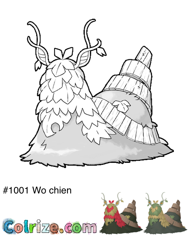 Pokemon Wo chien coloring page + Shiny Wo chien coloring page