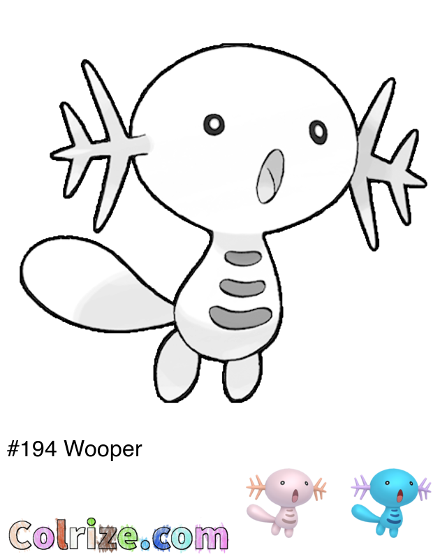Pokemon Wooper coloring page + Shiny Wooper coloring page