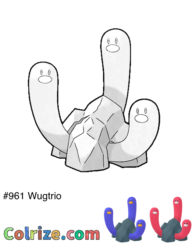 Pokemon Wugtrio coloring page + Shiny Wugtrio coloring page