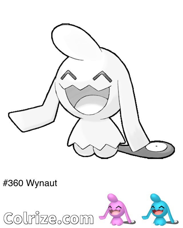 Pokemon Wynaut coloring page + Shiny Wynaut coloring page