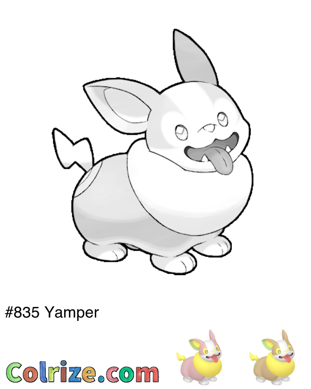 Pokemon Yamper coloring page + Shiny Yamper coloring page