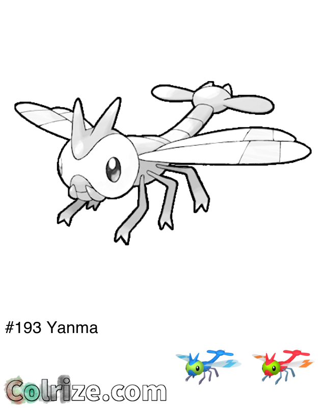 Pokemon Yanma coloring page + Shiny Yanma coloring page