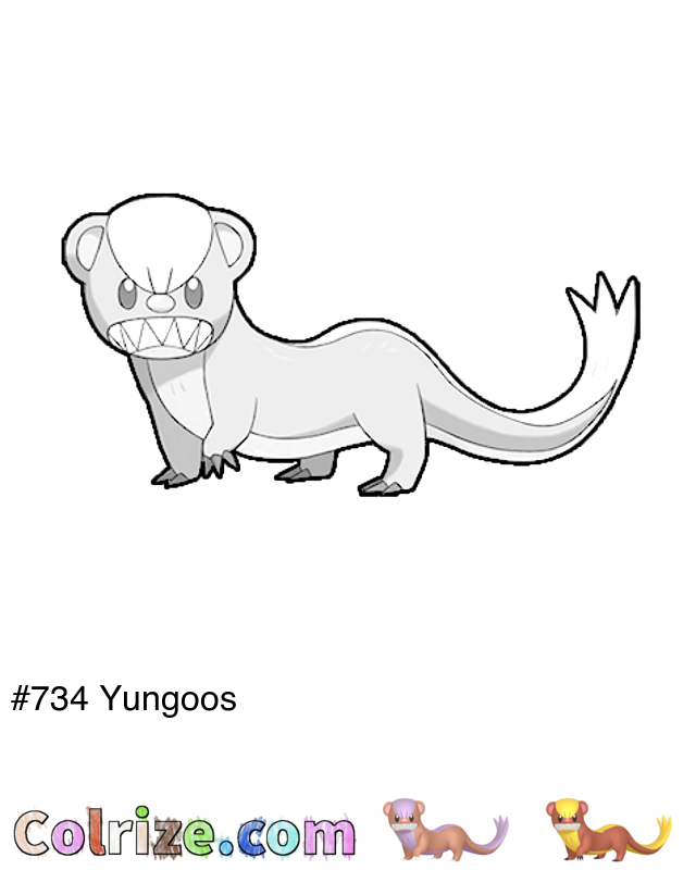 Pokemon Yungoos coloring page + Shiny Yungoos coloring page