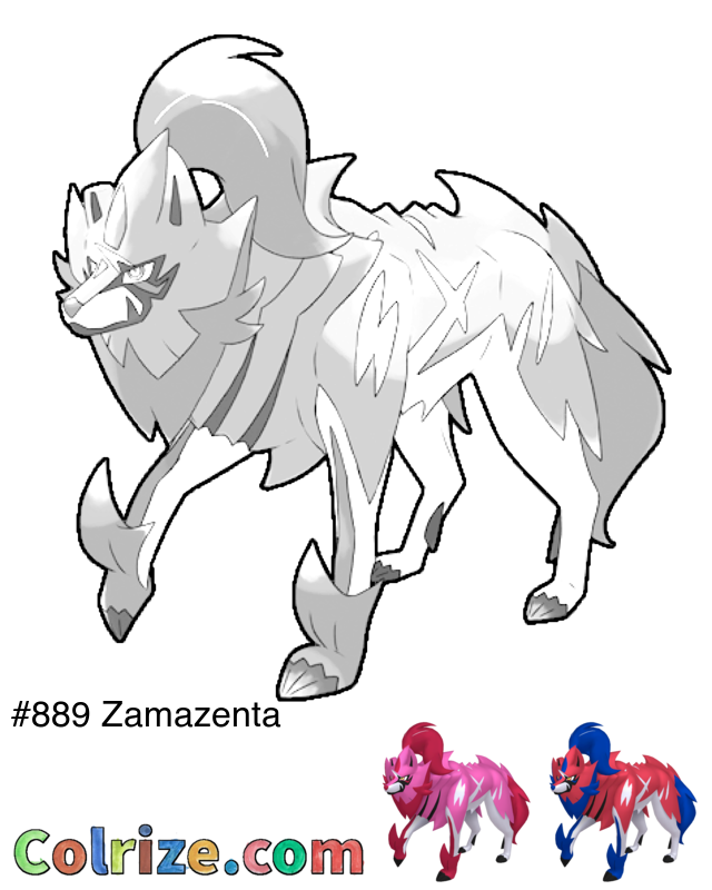 Pokemon Zamazenta coloring page + Shiny Zamazenta coloring page